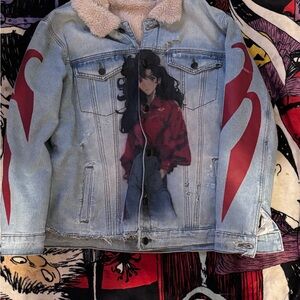 Kids Denim Jacket with Red Accents